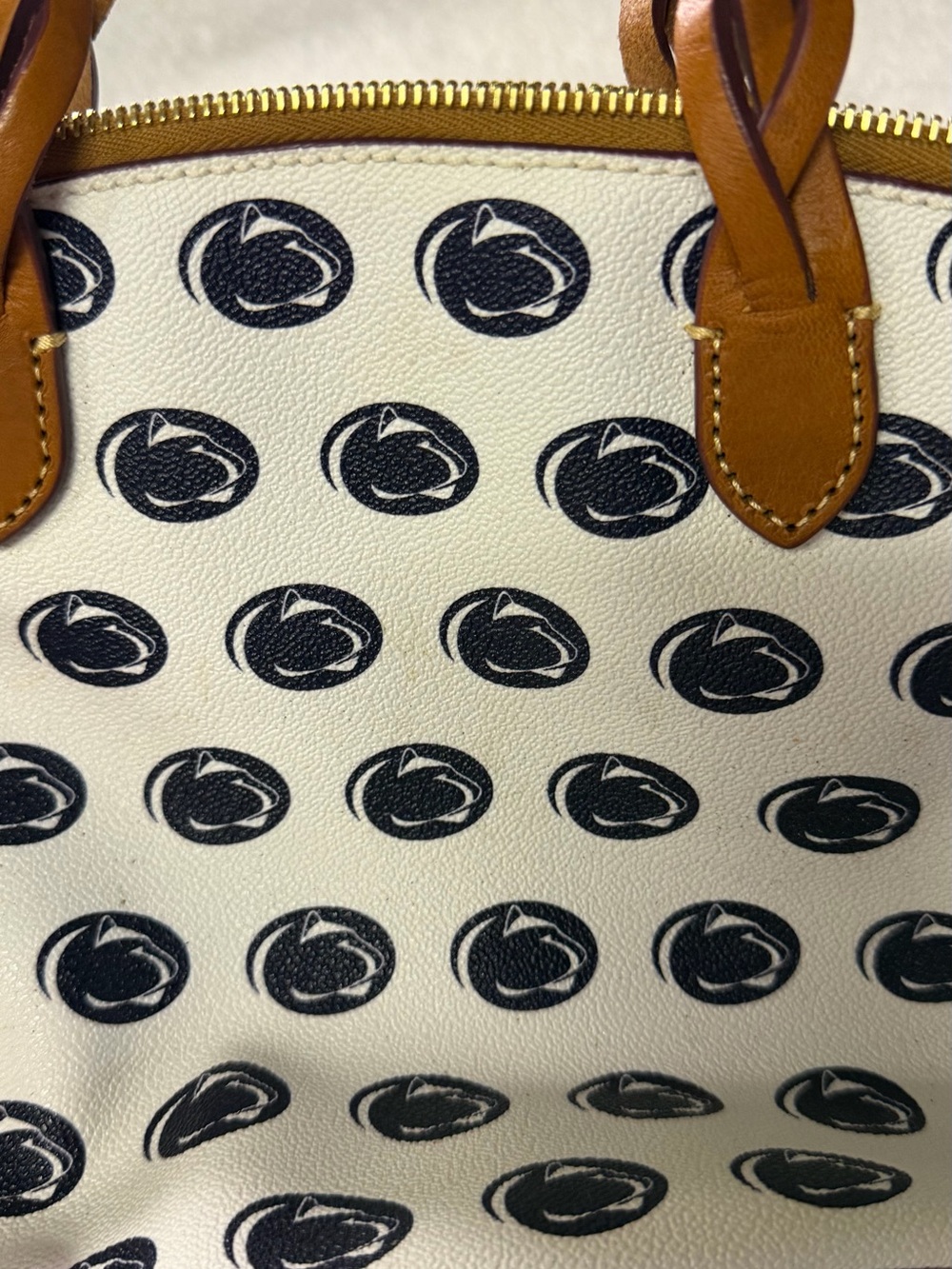 Dooney & Bourke Navy & White Signature Celeste Satchel w/ Penn State Nitany logo - Picture 5 of 6